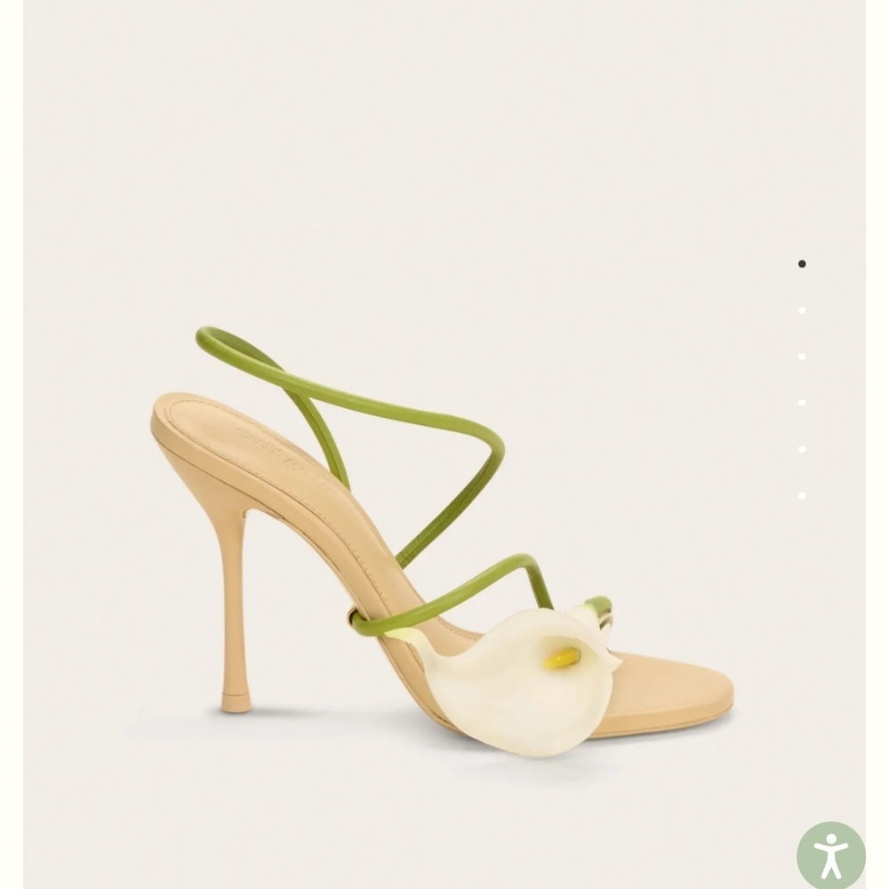 Elegant Tan and Green Women's Heels - Picture 3 of 4